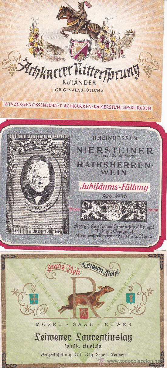 Etiquetas antiguas: 3 etiquetas de Alemania 1950