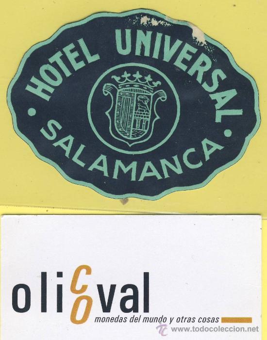 Etiquetas antiguas: ETIQUETA  HOTEL- Salamanca Hotel  Universal oval  80 mm -Procente de Muestrario