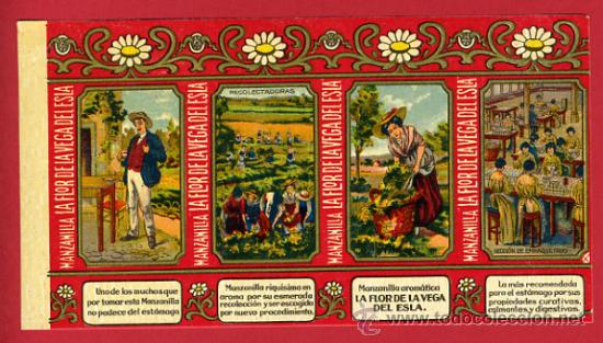 Alte Etiketten: ETIQUETA MANZANILLA LA FLOR DE LA VEGA DEL ESLA ,ZAMORA , ANTIGUA, ORIGINAL, E1026