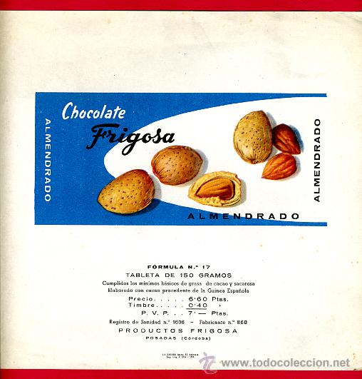 Alte Etiketten: ETIQUETA CARTEL CHOCOLATES, FRIGOSA  , POSADAS CORDOBA , PUBLICIDAD, ORIGINAL, G84