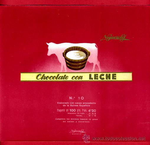 Etiquetas antigas: ETIQUETA CARTEL CHOCOLATES, NOGUEROLES CON LECHE, GANDIA VALENCIA , ORIGINAL, G174