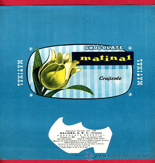 Etichette antiche: ETIQUETA CARTEL CHOCOLATES, MATINAL , CRUJIENTE , VILLAJOYOSA ALICANTE , ORIGINAL, G185