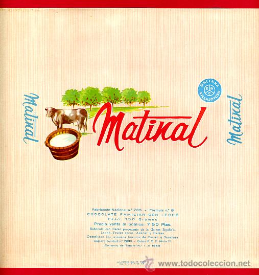 Etichette antiche: ETIQUETA CARTEL CHOCOLATES, MATINAL , CON LECHE  , VILLAJOYOSA ALICANTE , ORIGINAL, G200