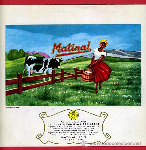 Etichette antiche: ETIQUETA CARTEL CHOCOLATES, MATINAL , MORENITA  , VILLAJOYOSA ALICANTE , ORIGINAL, G202