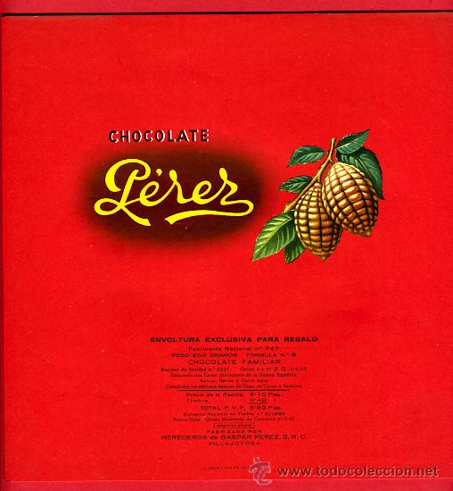 Etichette antiche: ETIQUETA CARTEL CHOCOLATES, PEREZ , FAMILIAR , VILLAJOYOSA ALICANTE , ORIGINAL, G211