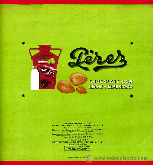 Etichette antiche: ETIQUETA CARTEL CHOCOLATES, PEREZ , LECHE ALMENDRAS , VILLAJOYOSA ALICANTE , ORIGINAL, G212