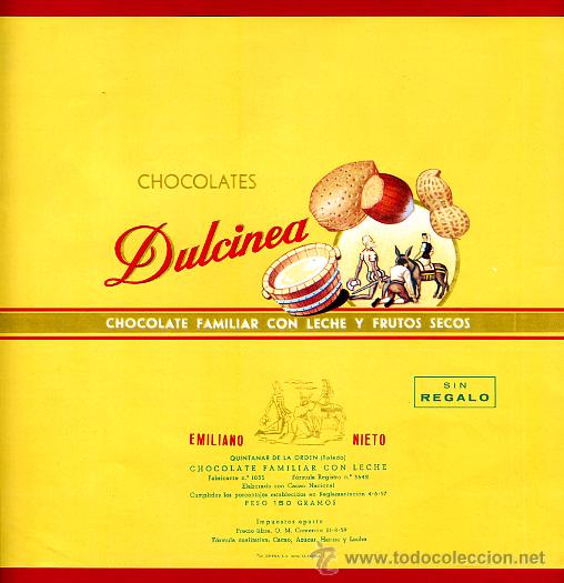 Etiquetas antiguas: ETIQUETA CARTEL CHOCOLATES, DULCINEA, QUIJOTE, LECHE , QUINTANAR DE LA ORDEN TOLEDO , ORIGINAL, G234