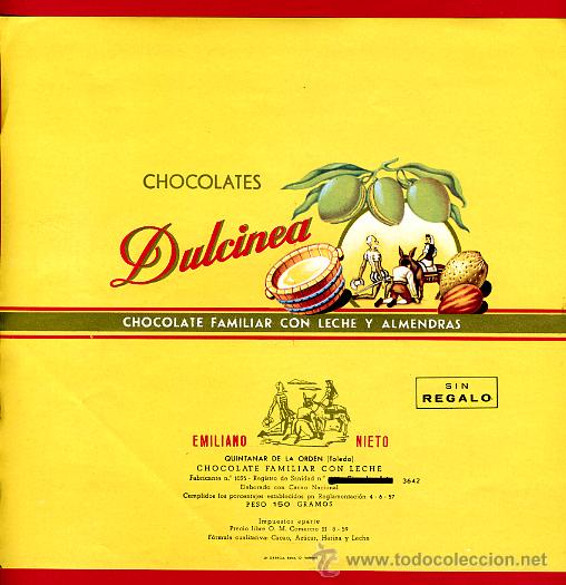 Etiquetas antiguas: ETIQUETA CARTEL CHOCOLATES, DULCINEA, QUIJOTE, FAMILIAR ,QUINTANAR DE LA ORDEN TOLEDO,ORIGINAL, G236