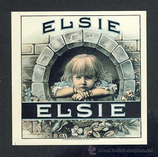 Etiquetas antiguas: Etiqueta de tabaco ELSIE. Ni&ntilde;a