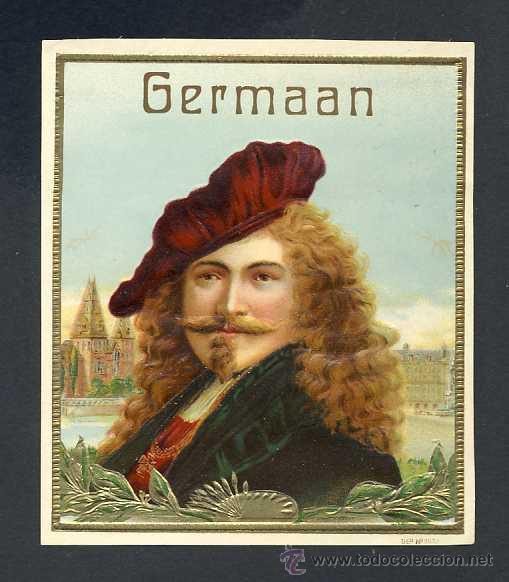 Etiquetas antiguas: Etiqueta de tabaco en relieve GERMANN