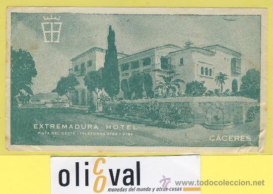 Etiquetas antiguas: Etiqueta hotel - Hotel  extremadura - caceres -espa&ntilde;a -135 x 75 mm