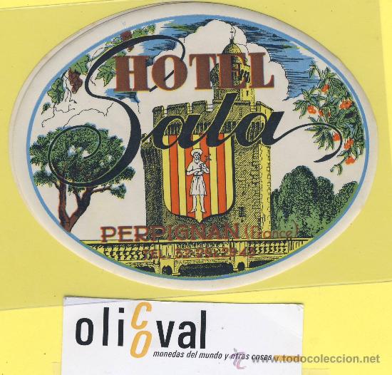 Etiquetas antiguas: Etiqueta hotel - hotel  sala perpignan . france- oval 120 mm -