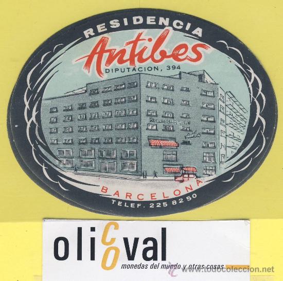 Etiquetas antiguas: ETIQUETA HOTEL- Hotel antibes barcelona 1020mm-