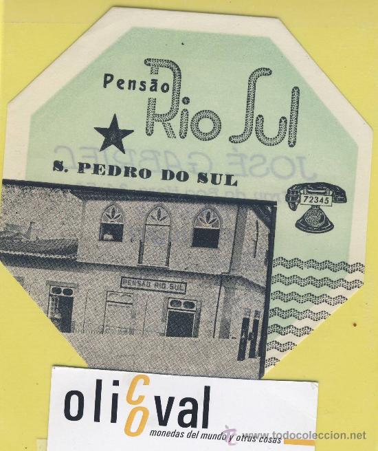 Etiquetas antiguas: ETIQUETA  HOTEL- pensao rio sul s.pedro do sul -Portugal - 108  mm -