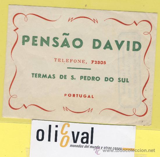 Etiquetas antiguas: ETIQUETA  HOTEL- pensao david -termas   s.pedro do sul -Portugal - 102  mm -