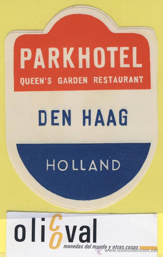 Etiquetas antiguas: ETIQUETA HOTEL- hotel parkhotel - den haag - holland -105 x 80 mm