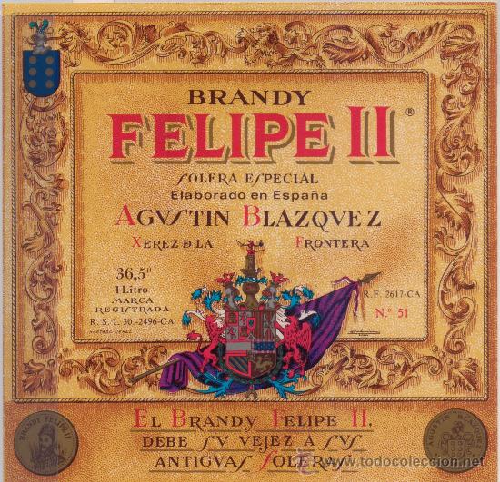 Etiquetas antiguas: ETIQUETA BRANDY FELIPE II  ET-1253
