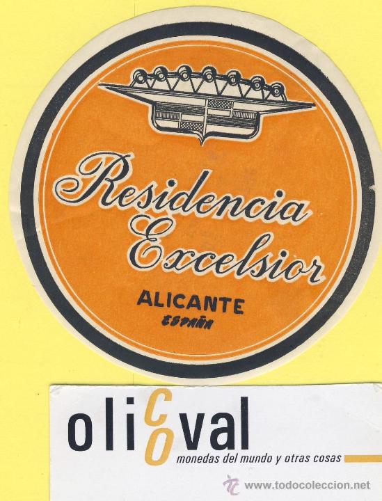 Etiquetas antiguas: ETIQUETA HOTEL- Alicante - residencia alicante 88 mm