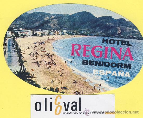 Etiquetas antiguas: ETIQUETA HOTEL- Alicante - hotel regina - benidom - monta&ntilde;as-130 - hueco