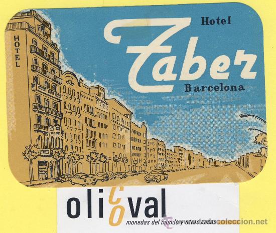 Etiquetas antiguas: ETIQUETA HOTEL TABEZ -BARCELONA- 115 mm