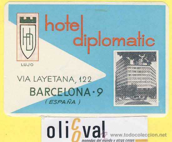 Etiquetas antiguas: ETIQUETA HOTEL- Barcelona - hotel diplomatic -barcelona - 120 x 85 mm