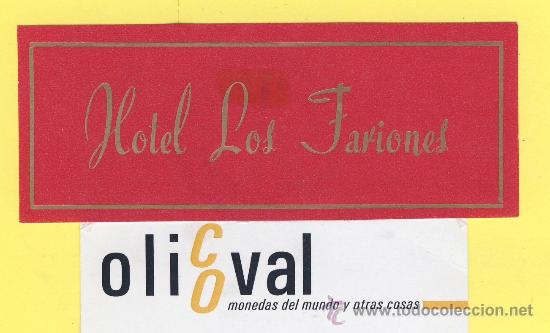 Etiquetas antiguas: ETIQUETA  HOTEL- canarias  - hotel los fariones -lanzarote- -   100  x 40  mm