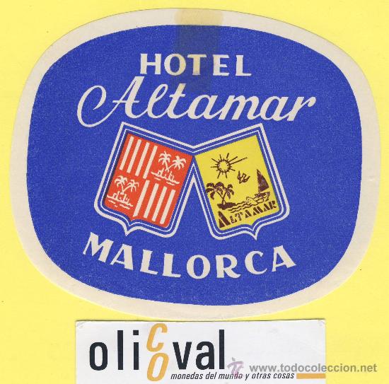 Etiquetas antiguas: ETIQUETA HOTEL-Mallorca - hotel altamar - palma de mallorca 115 mm