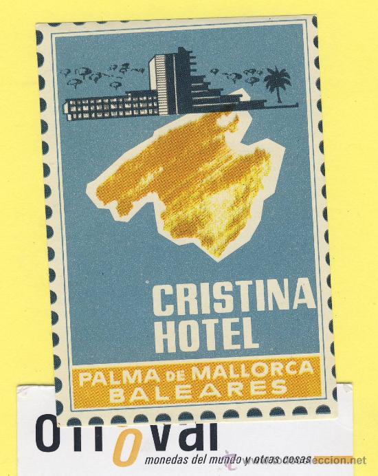 Etiquetas antiguas: ETIQUETA  HOTEL-Mallorca - hotel cristina   - palma de mallorca 93 x 65  mm-
