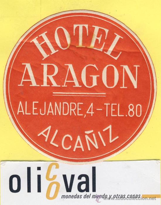 Etiquetas antiguas: ETIQUETA  HOTEL- Zaragoza -hotel aragon -roja - alca&ntilde;iz -75 mm