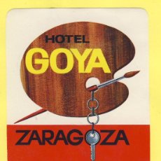 Etiquetas antiguas: ETIQUETA HOTEL- ZARAGOZA - HOTEL GOYA -ILUSTRACION - .-ZARAGOZA- 8X100 MM. Lote 31143643