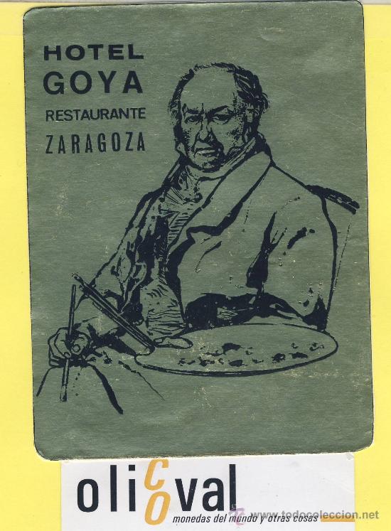 Etiquetas antiguas: ETIQUETA HOTEL- zaragoza - hotel goya zaragoza dorada -120 x 90 mm