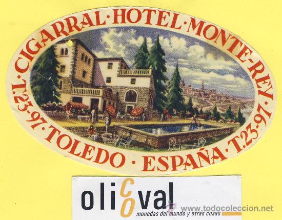 Etiquetas antiguas: ETIQUETA HOTEL- Toledo - cigarral hotel monte ren -ilustracion-125 mm-DATADA