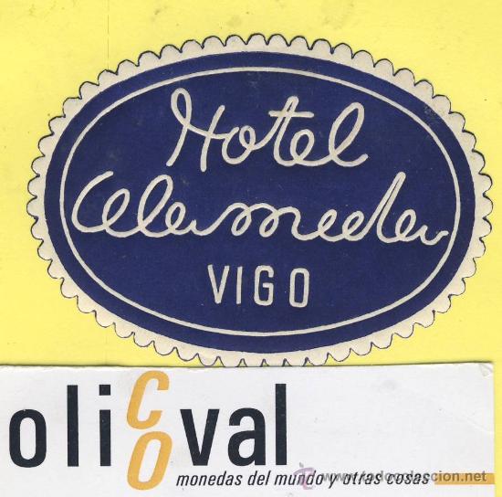 Etiquetas antiguas: ETIQUETA HOTEL-Pontevedra - Hostal celemula - vigo - Troquel 70 mm