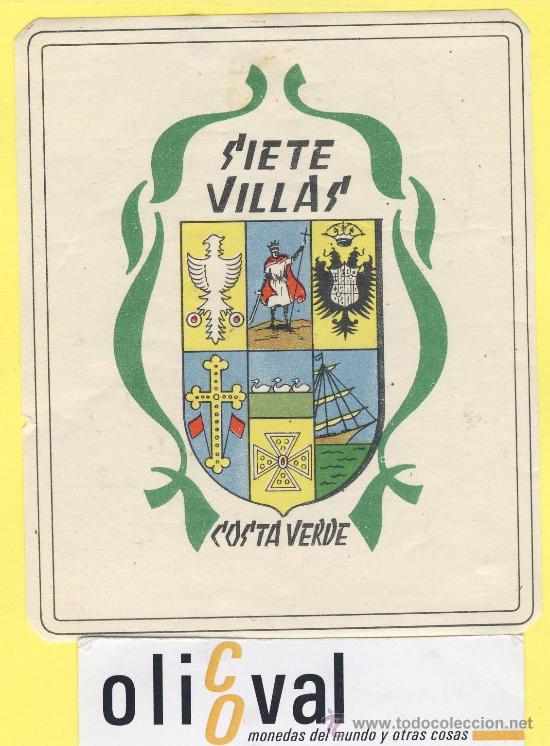 Etiquetas antiguas: ETIQUETA  HOTEL-Pontevedra -  hotel siete villas -costa verde- -pontevedra Troquel  108 x90   mm