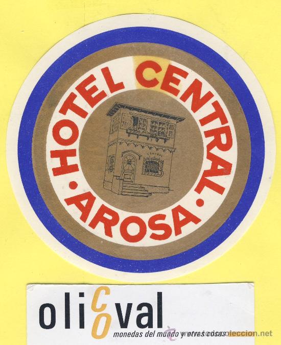 Etiquetas antiguas: ETIQUETA  HOTEL-Pontevedra -  hotel central  -arosa  -pontevedra Troquel 9 4  mm