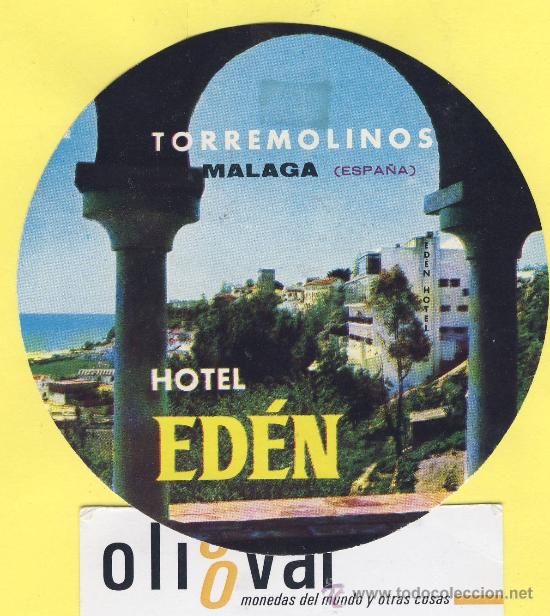 Etiquetas antiguas: ETIQUETA  HOTEL-Malaga- hotel  aden - torremolinos - malaga - troquel  99 mm
