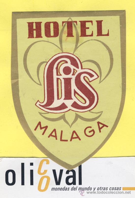 Etiquetas antiguas: ETIQUETA HOTEL-Malaga-hotel lis- malaga - 85 mm- 63 mm