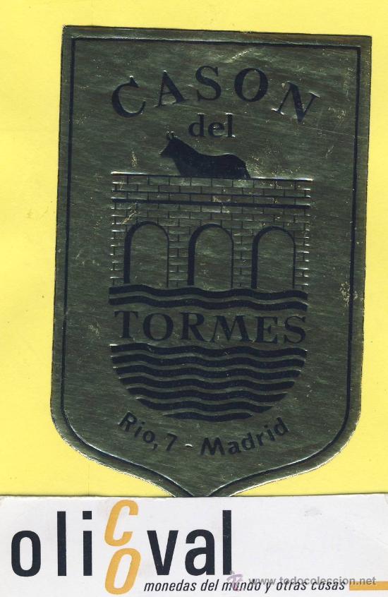 Etiquetas antiguas: ETIQUETA  HOTEL-Madrid  - hotel cason tormes    - Madrid- 60 x 95 mm- metalizada oro