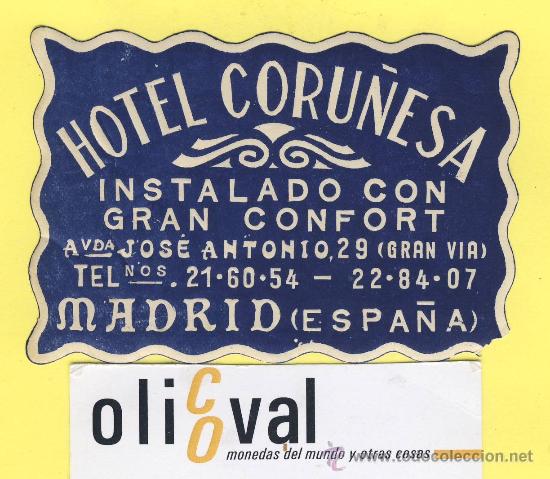 Etiqueta Hotel Madrid Hotel Corunesa Comprar Etiquetas Antiguas En Todocoleccion