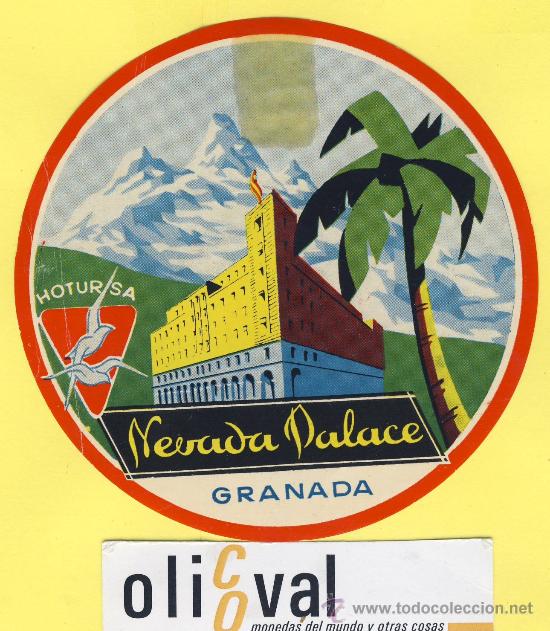 Etiquetas antiguas: ETIQUETA  HOTEL-Granada - Nevada Palace -Serie Monta&ntilde;as  - Granada 105 mm