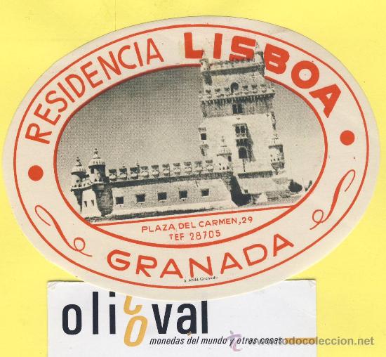Etiquetas antiguas: ETIQUETA  HOTEL-Granada - Residencia Lisboa -Granada 130m
