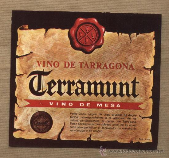 Etiquetas antiguas: Etiqueta Vino de Tarragona Terramunt