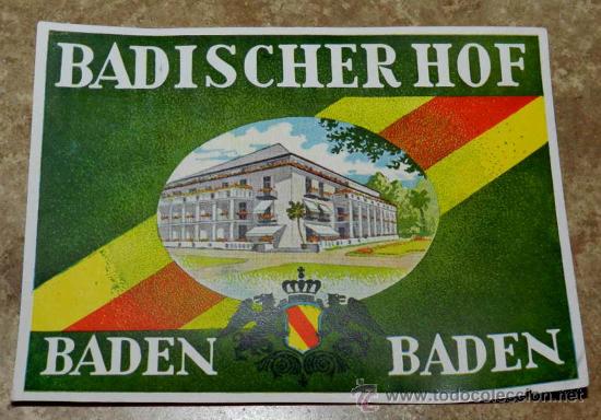 Etiquetas antiguas: ANTIGUA ETIQUETA DE MALETA - ANTIQUE LUGGAGE BAGAGE LABEL - ANCIEN ETIQUETTE LA VALISE - HOTEL BADIS