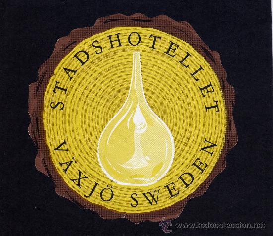 Etiquetas antiguas: ETIQUETA DE HOTEL - STADS HOTELLET - V&Auml;XJ&Ouml; SWEDEN -  SUECIA.