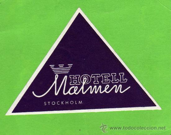 Etiquetas antiguas: ETIQUETA DE HOTEL - HOTELL MALMEN - STOCKHOLM - SWEDEN -  SUECIA.