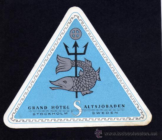 Etiquetas antiguas: ETIQUETA DE HOTEL - GRAND HOTEL SALSJOBADEN - STOCKHOLM - SWEDEN - SUECIA.
