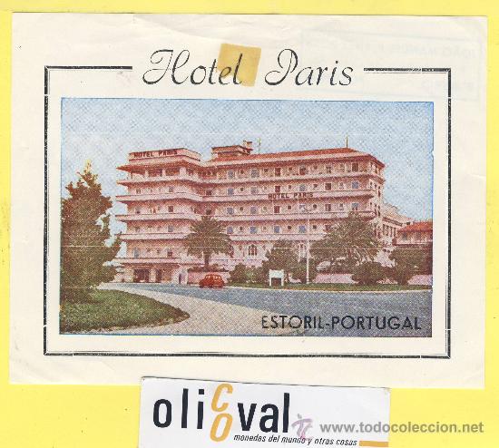 Etiquetas antiguas: ETIQUETA HOTEL- HOTEL PARIS ESTORIL PORTUGAL 148 X 116 mm
