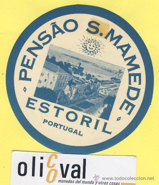 Etiquetas antiguas: ETIQUETA  HOTEL-   HOTEL  PENSAO S.MAMEDE  AZUL  ESTORIL      PORTUGAL  92 mm