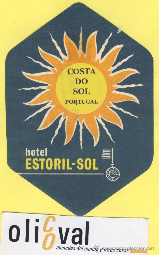 Etiquetas antiguas: ETIQUETA  HOTEL-   HOTEL  ESTORIL -SOL  ESTORIL      PORTUGAL   114 X 78  mm