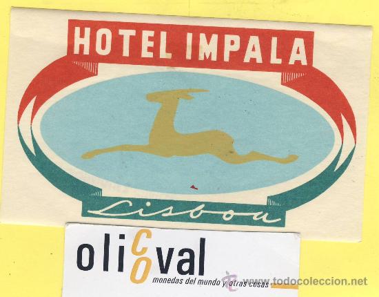 Etiquetas antiguas: ETIQUETA  HOTEL-   HOTEL  IMPALA    -LISBOA  -  PORTUGAL  120 X 72 mm